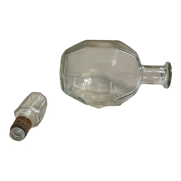 Vintage MCM Clear Glass Liquor Alcohol Decanter Bottle with Cork Topper - Picture 2 of 6